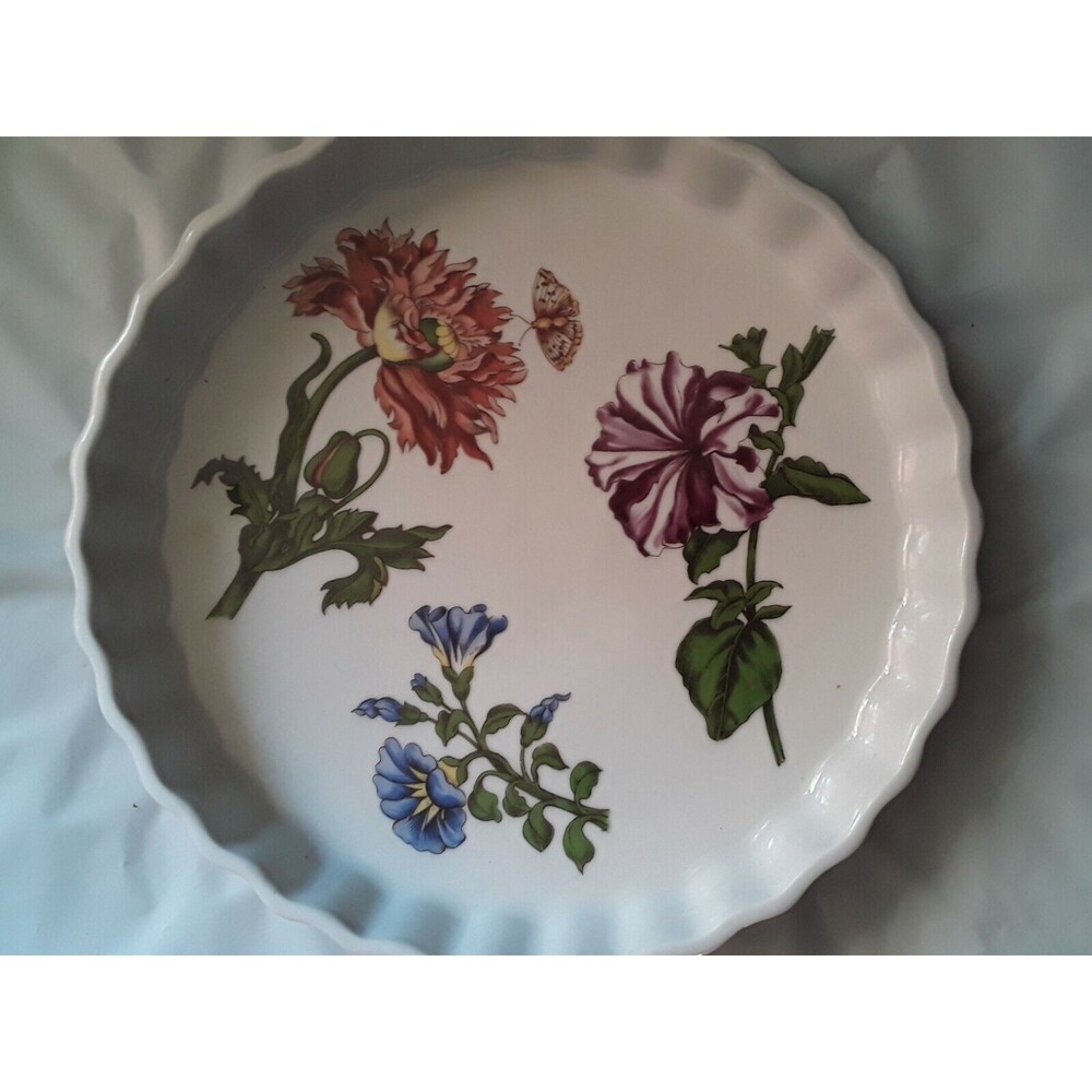 Cordon Bleu Porcelain Pie Quiche Tart  Baking Dish Flower Design 10”